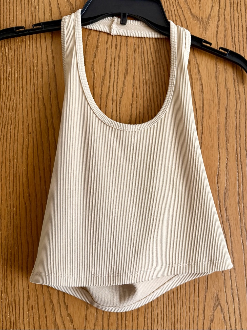 Divided Ribbed Scoop Neck Tank Top - Cream